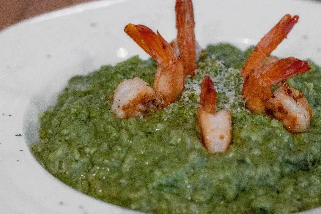 Creamy Pesto Prawns Risotto